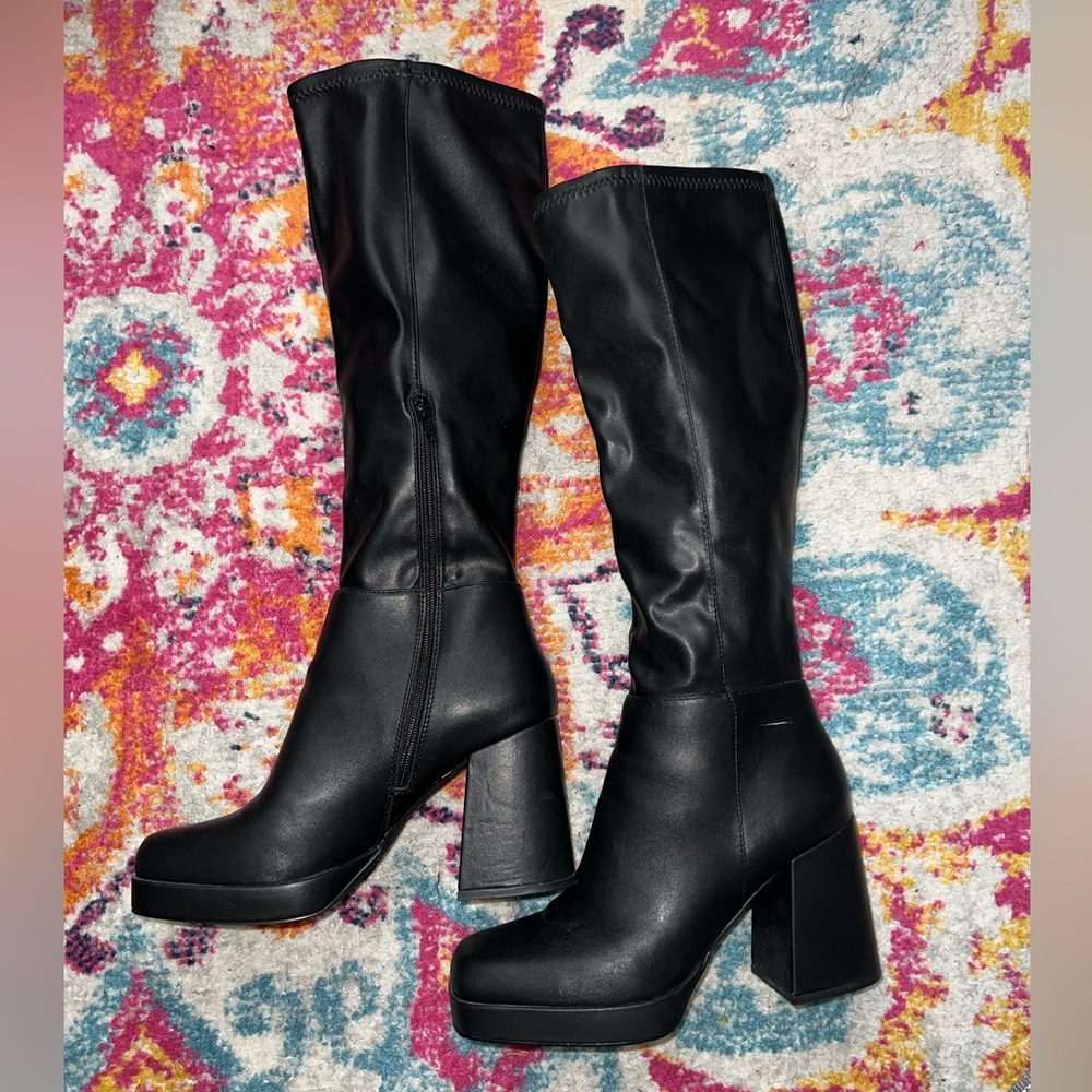 Black platform “go go” boots